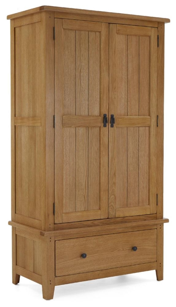 Burford Oak 2 Door 1 Drawer Wardrobe