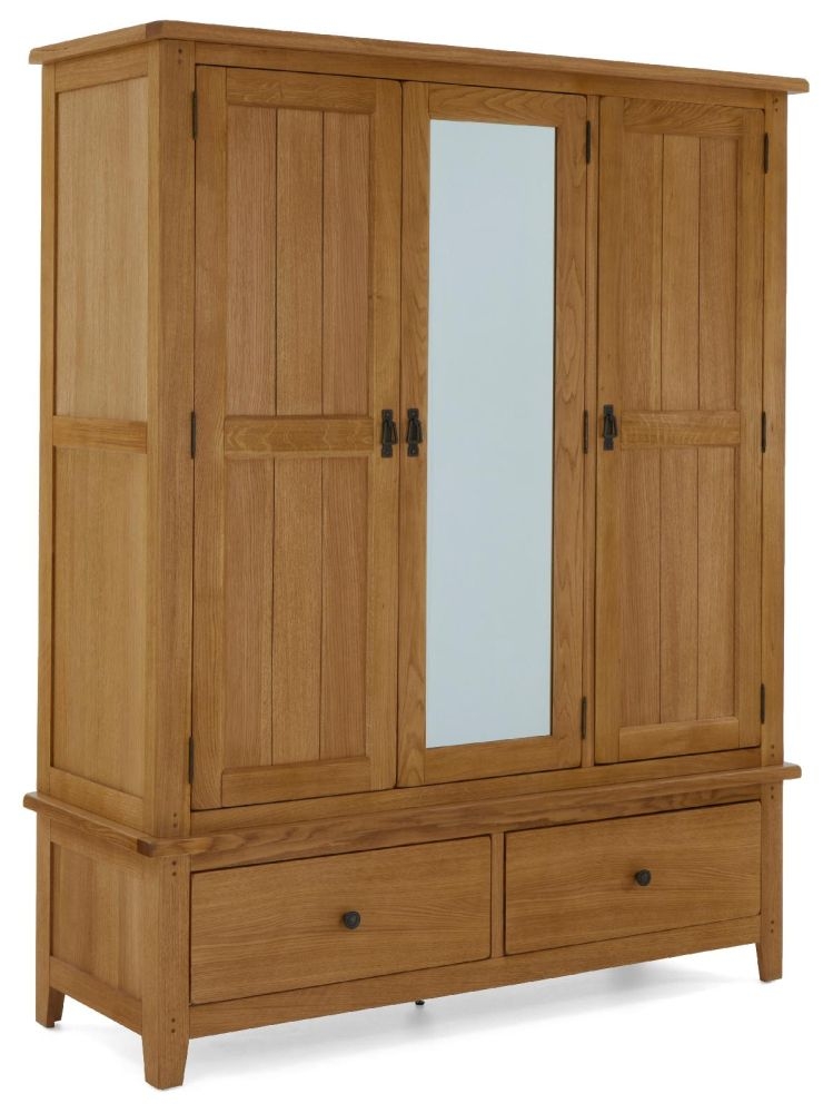 Burford Oak 3 Door 2 Drawer Wardrobe