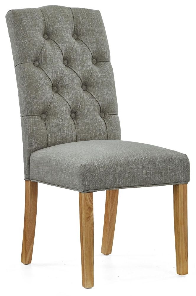 Burford Oak Grey Button Back Dining Chair Sold In Pairs