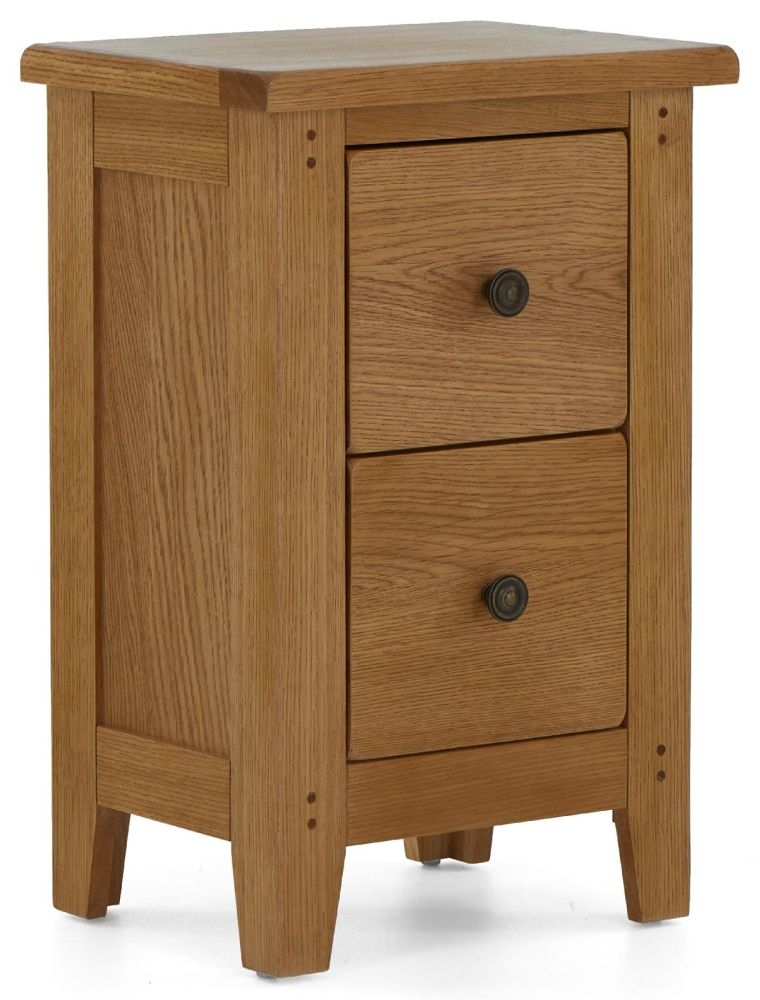 Burford Oak Narrow Bedside Cabinet 2 Drawers