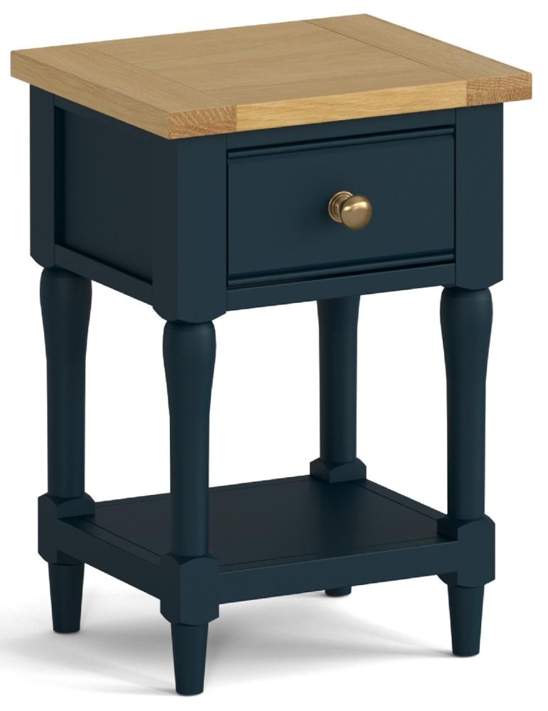 Chichester Blue Navy And Oak 1 Drawer Lamp Table