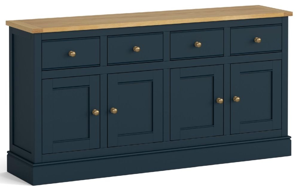 Chichester Blue Navy And Oak 4 Door 4 Drawer Sideboard