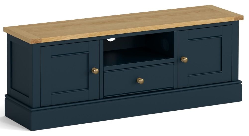 Chichester Blue Navy And Oak Large Tv Unit