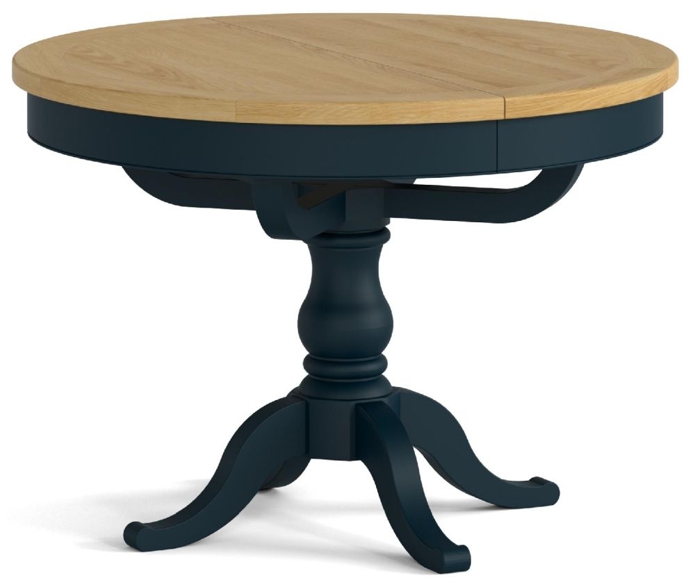 Chichester Blue Navy And Oak Round Extending Dining Table 110cm140cm Clearance Fss14747