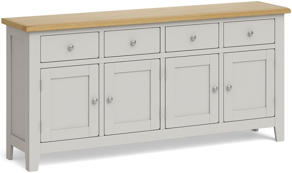 Guilford Grey And Oak Extra Large Sideboard With 4 Doors 4 Drawers