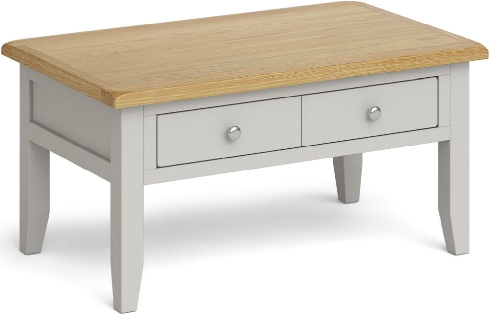 Guilford Grey And Oak Coffee Table Storage With 2 Drawers
