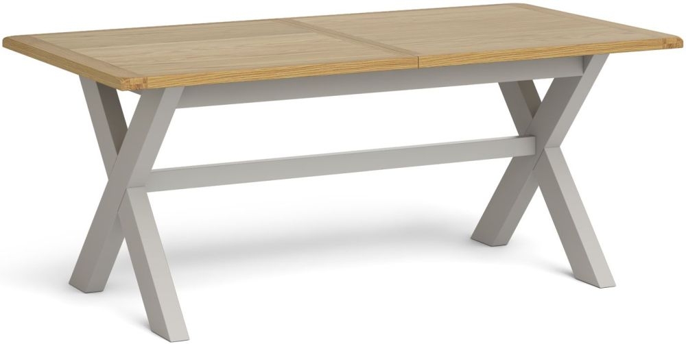 Guilford Grey And Oak Cross Leg Dining Table 190cm250cm Seats 8 To 10 Diners Rectangular Extending Top