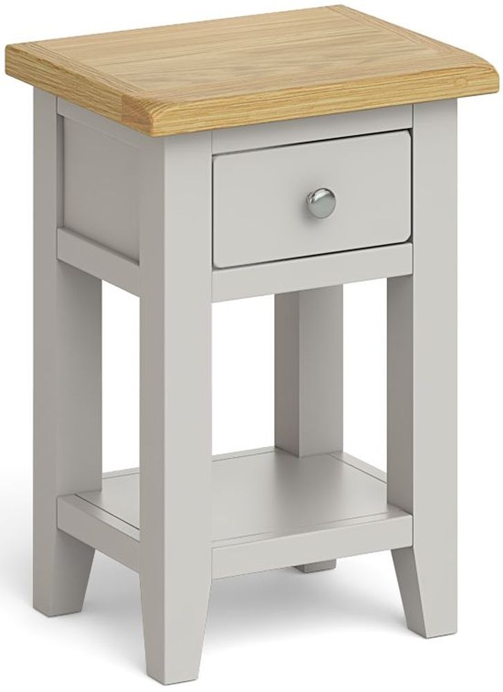 Guilford Grey And Oak Lamp Table With 1 Drawer 1 Shelf