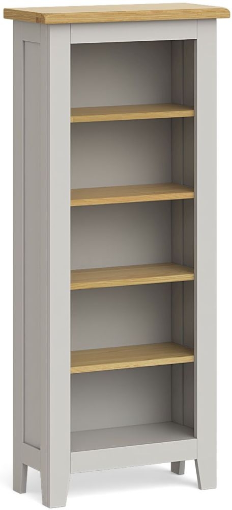 Guilford Grey And Oak Narrow Bookcase 140cm Bookshelf With 4 Shelves