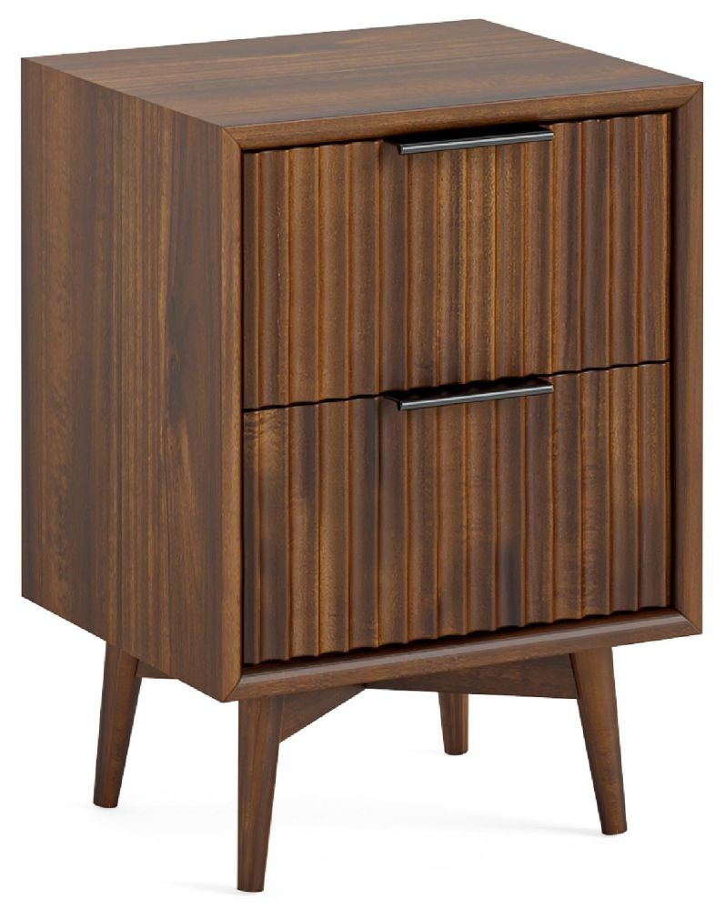 Harley Walnut Brown 2 Drawer Narrow Bedside Cabinet