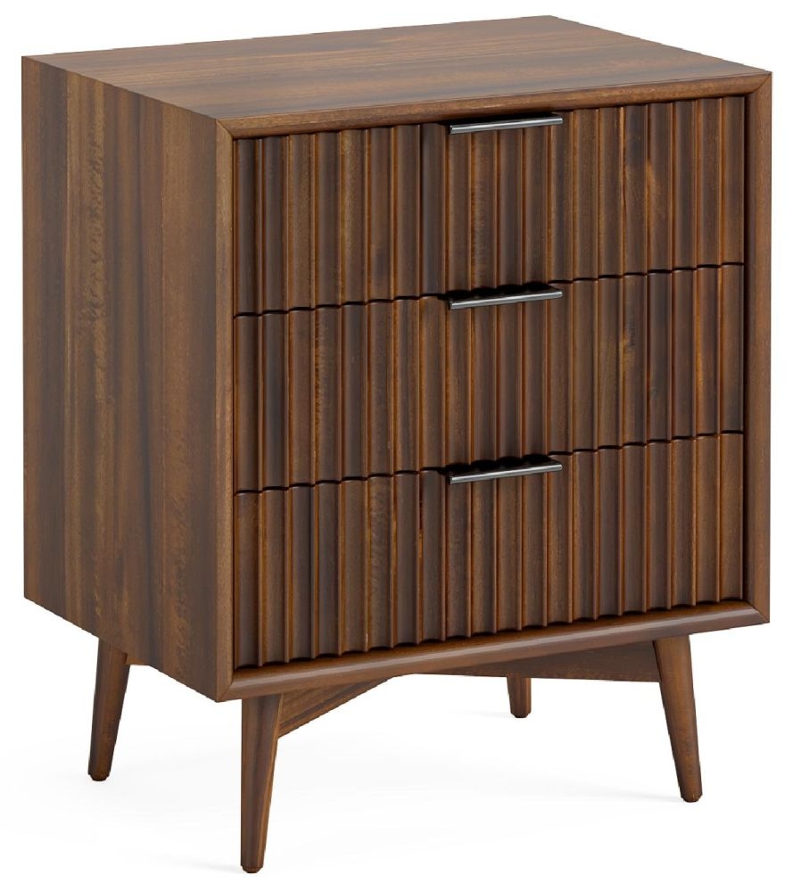 Harley Walnut Brown 3 Drawer Bedside Cabinet