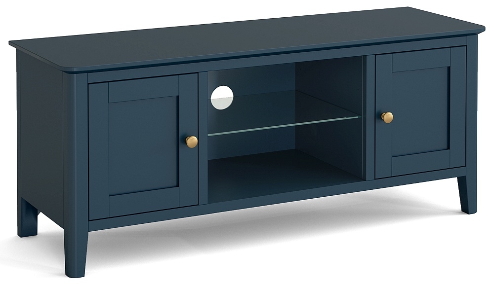 Harrogate Blue Large Tv Unit 120cm With Storage For Television Upto 43in Plasma