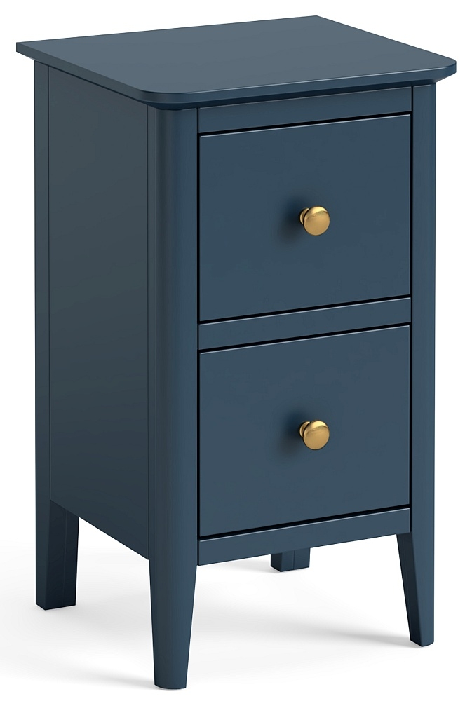 Harrogate Blue Narrow Bedside Cabinet 35cm With 2 Drawers