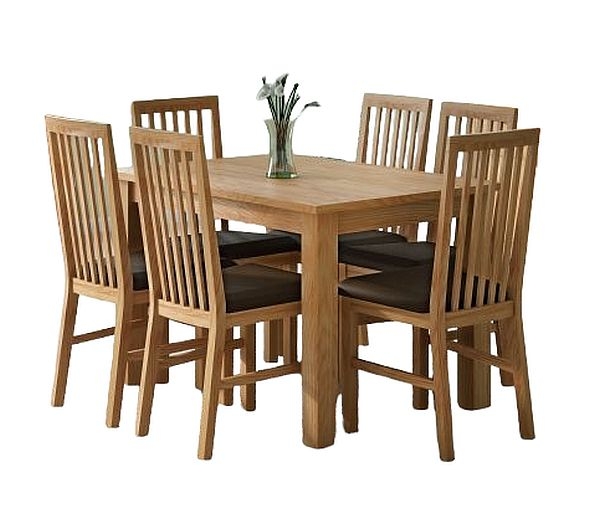 New Trinity Natural Oak Dining Set 120cm165cm Seats 4 To 6 Diners Rectangular Extending Top 4 Chairs