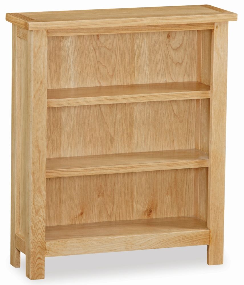 New Trinity Natural Oak Low Bookcase 70cm Bookshelf With 2 Shelves