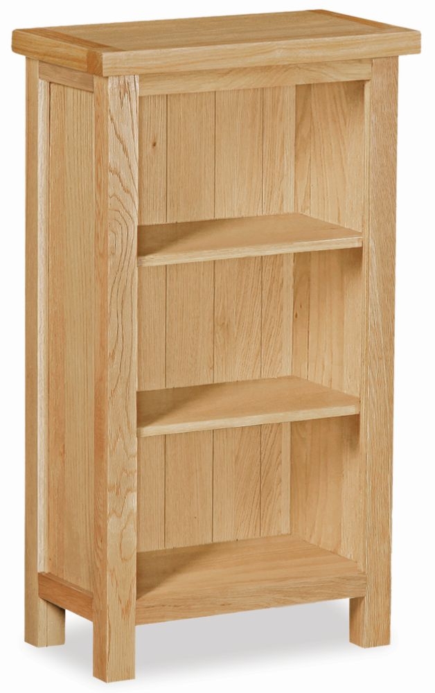 New Trinity Natural Oak Low Narrow Bookcase 45cm Bookshelf With 2 Shelves