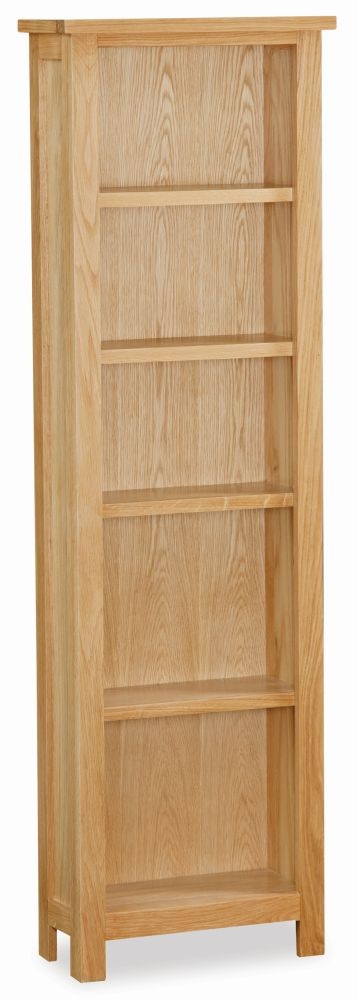 New Trinity Natural Oak Slim Bookcase 170cm Tall Narrow Bookshelf With 4 Shelves