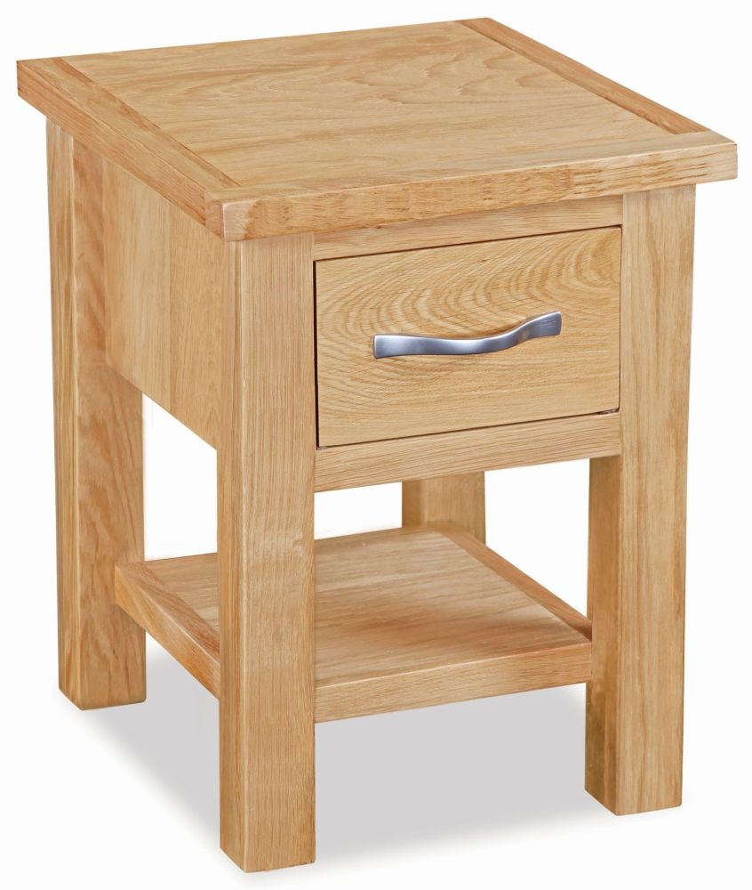 New Trinity Natural Oak Lamp Table With 1 Drawer 1 Shelf
