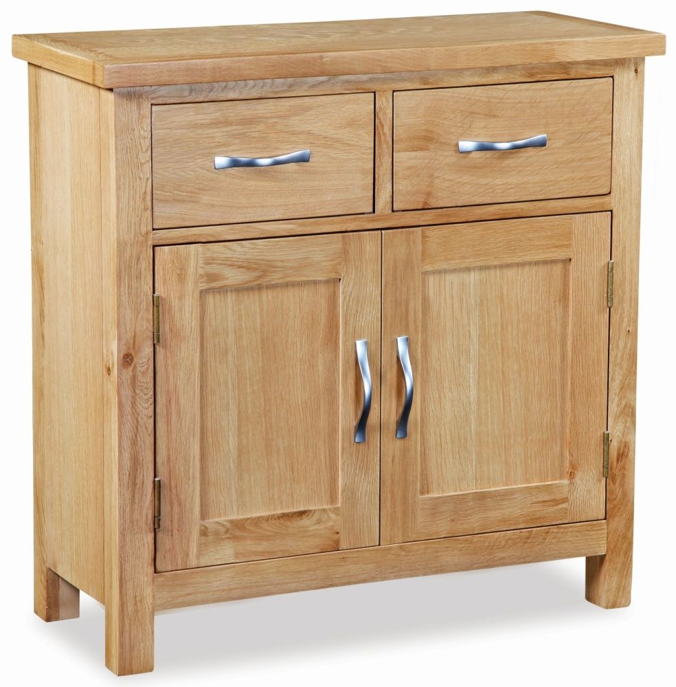 New Trinity Natural Oak Mini Sideboard With 2 Doors 2 Drawers For Small Space