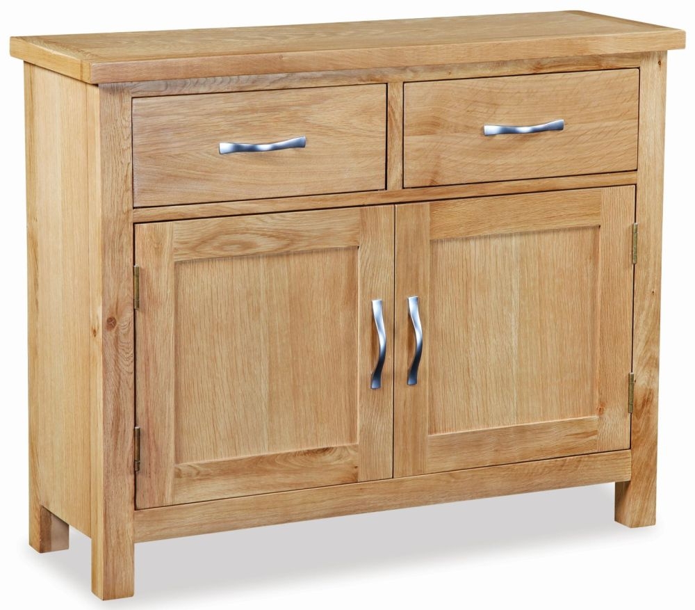 New Trinity Natural Oak Small Sideboard With 2 Doors 2 Drawers