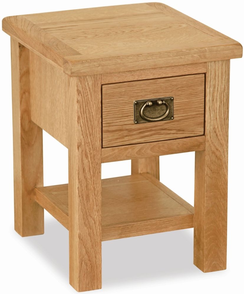 Salisbury Lite Natural Oak Lamp Table With 1 Drawer 1 Shelf