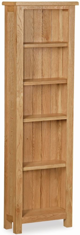 Salisbury Lite Natural Oak Bookcase Tall Narrow With 4 Shelves