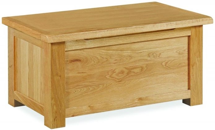 Salisbury Lite Natural Oak Ottoman Storage Box For Blanket Storage In Bedroom