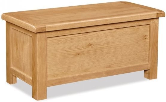 Salisbury Natural Oak Ottoman Storage Box For Blanket Storage In Bedroom