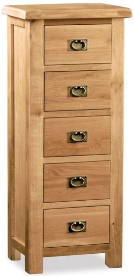 Salisbury Natural Oak Tallboy Chest With 5 Drawers