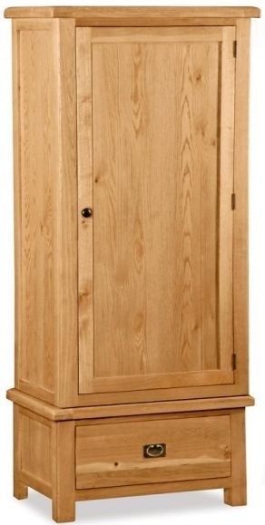 Salisbury Natural Oak Single Wardrobe With 1 Doors 1 Bottom Storage Drawer