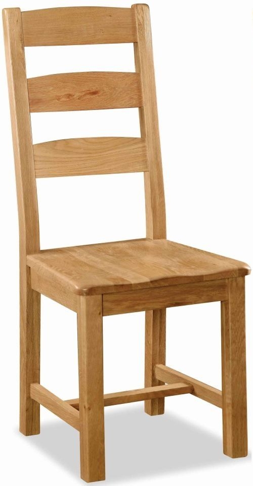 Salisbury Slatted Back Oak Dining Chair With Wooden Seat Sold In Pairs