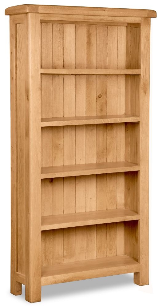 Salisbury Natural Oak Large Bookcase 90cm Bookshelf With 4 Shelves