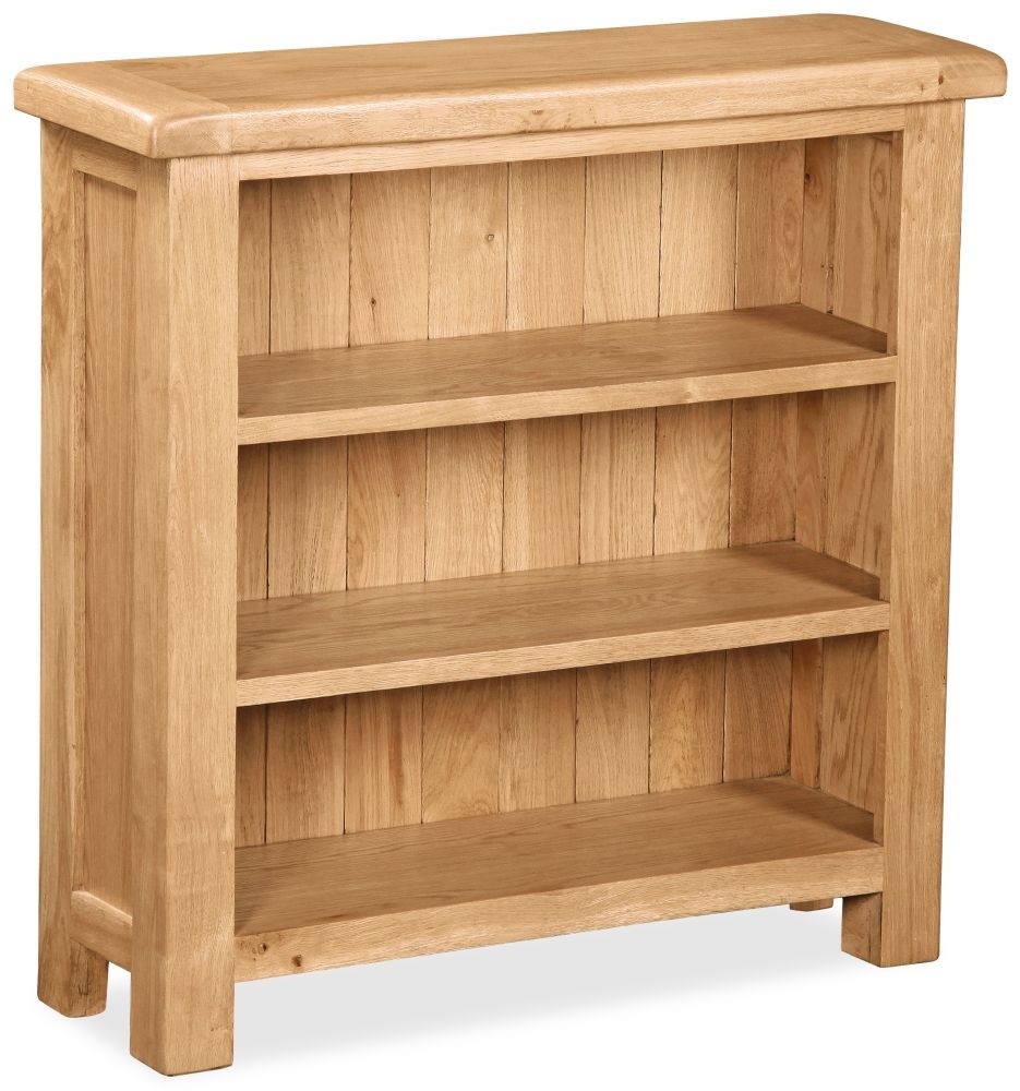 Salisbury Natural Oak Low Bookcase 90cm Bookshelf With 2 Shelves