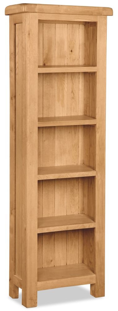 Salisbury Natural Oak Slim Bookcase 180cm Tall Narrow Bookshelf With 4 Shelves