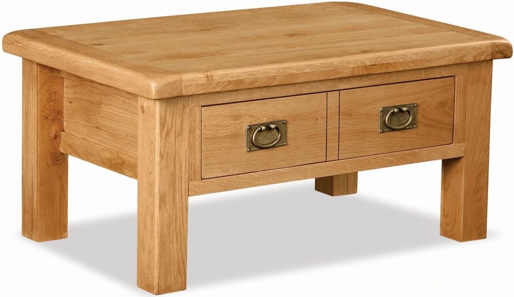 Salisbury Natural Oak Coffee Table Storage With 2 Drawers