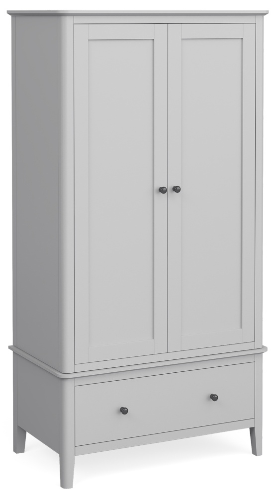 Stowe Silver Grey Gents Double Wardrobe With 2 Doors 1 Bottom Storage Drawer