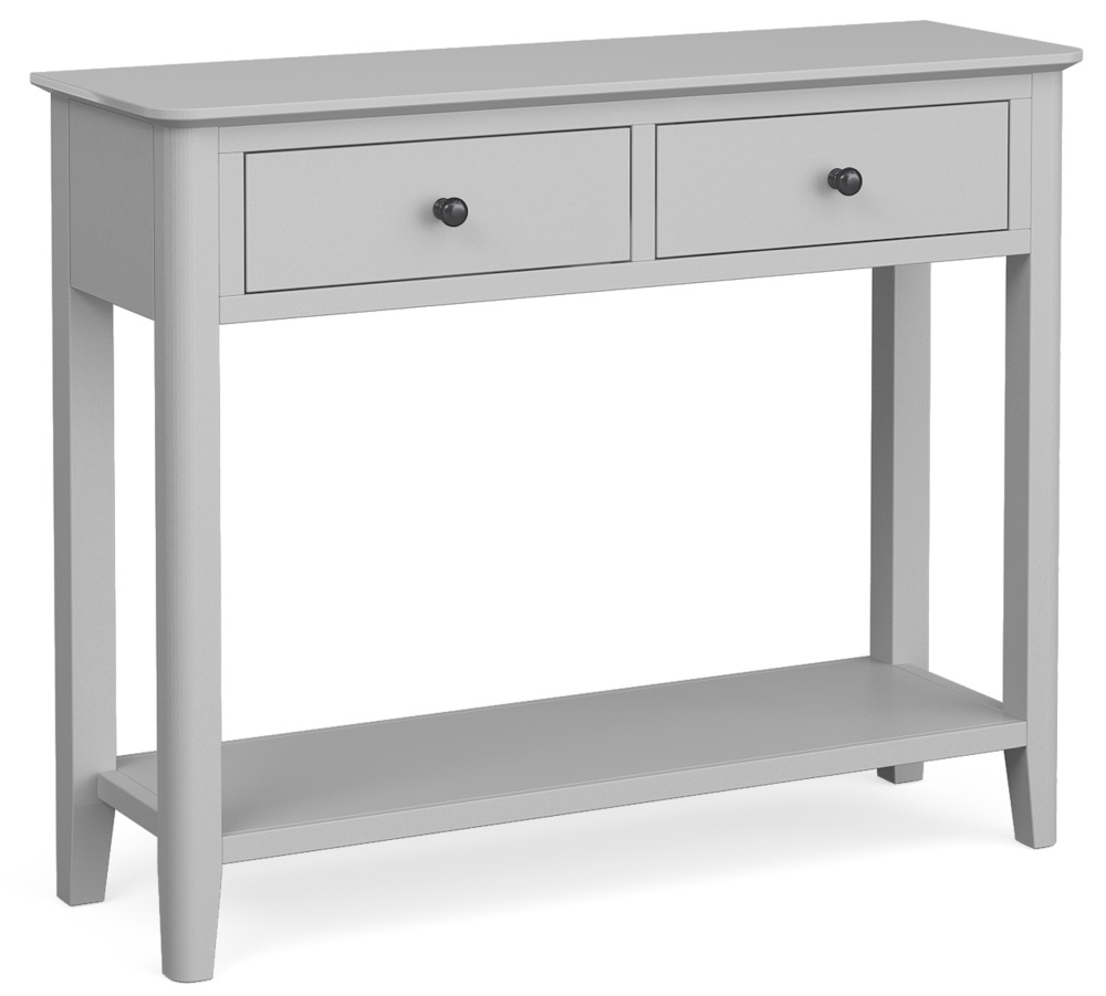 Stowe Silver Grey Console Table 2 Drawers For Narrow Hallway