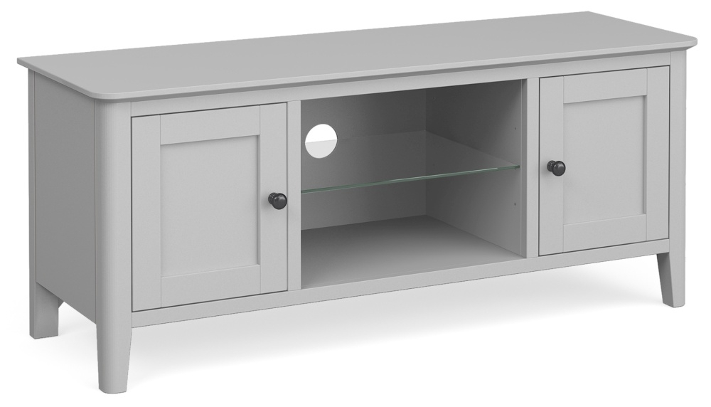 Stowe Silver Grey Large Tv Unit 120cm With Storage For Television Upto 43in Plasma