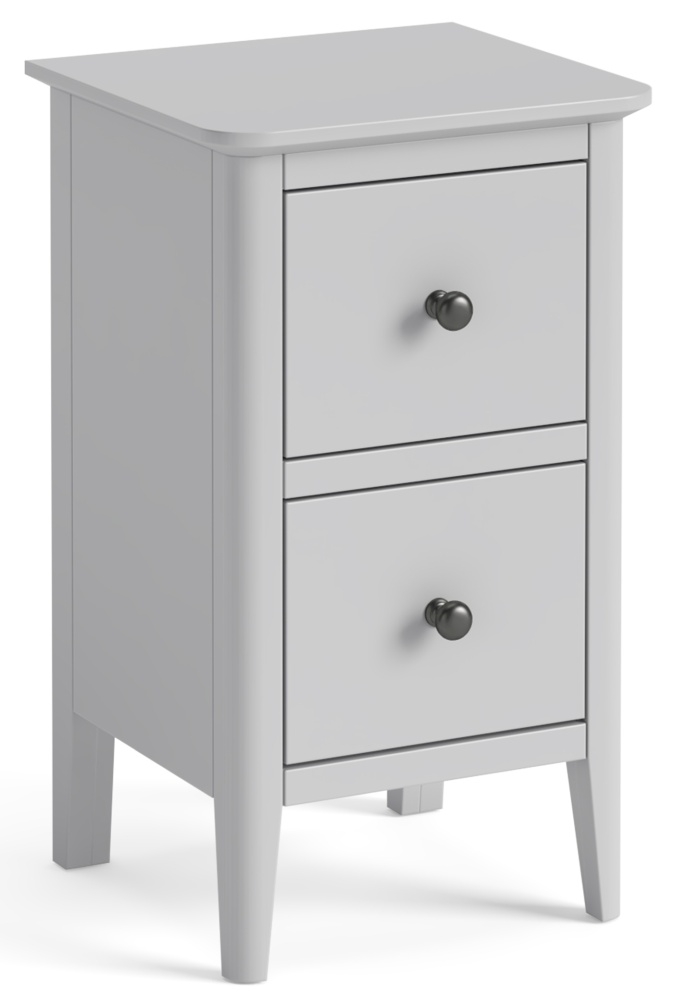 Stowe Silver Grey Narrow Bedside Cabinet 35cm With 2 Drawers