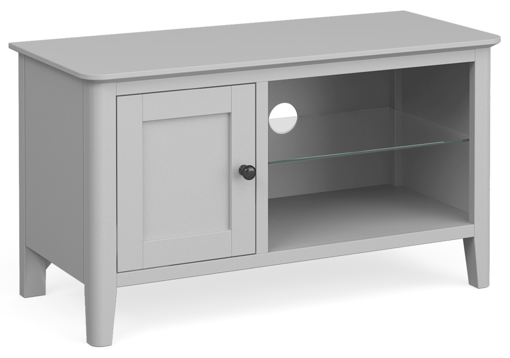 Stowe Silver Grey Small Tv Unit 90cm With Storage For Television Upto 32in Plasma