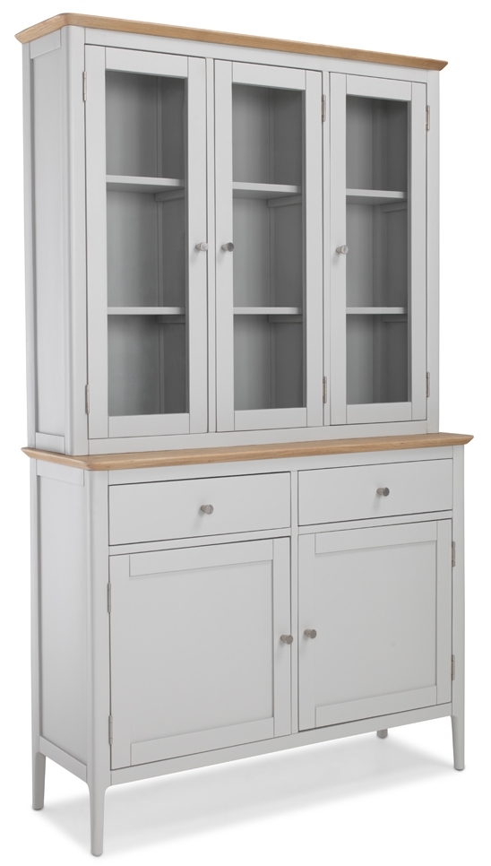 Almstead Grey And Oak Top Dresser Glazed Doors Display Cabinet