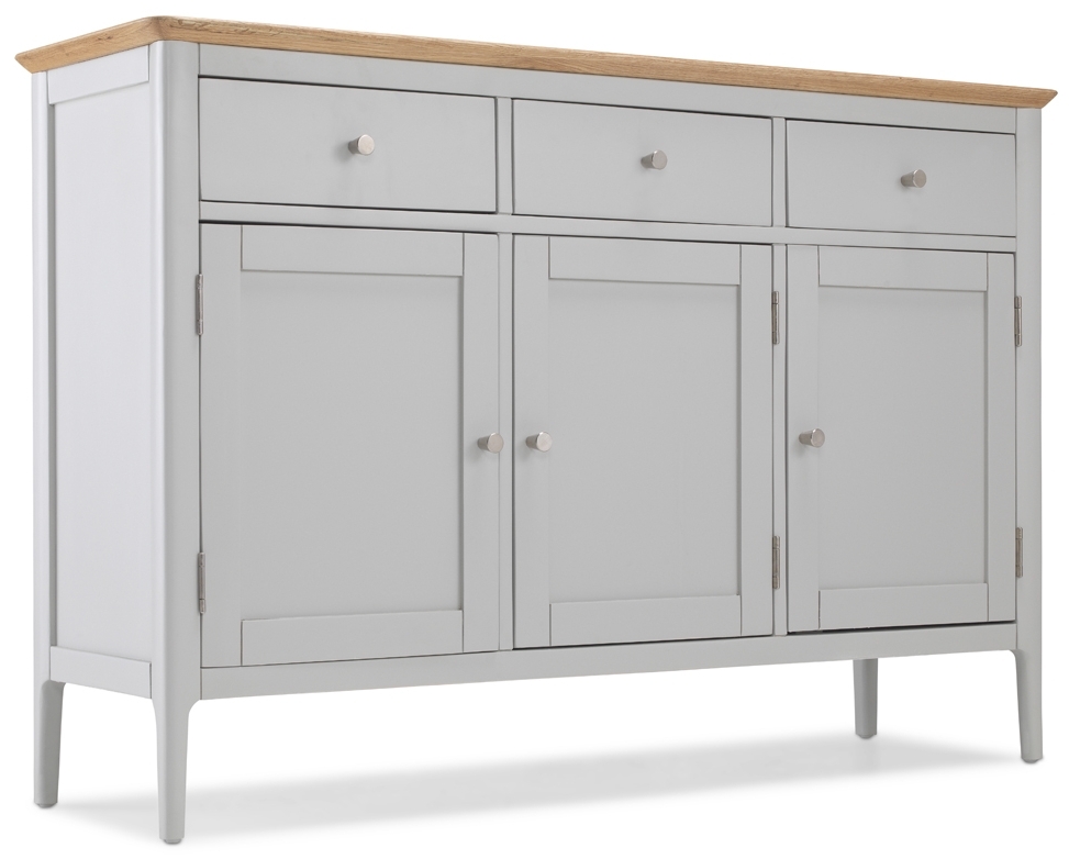 Almstead Grey And Oak Top Large Sideboard 135cm With 3 Doors And 3 Drawers