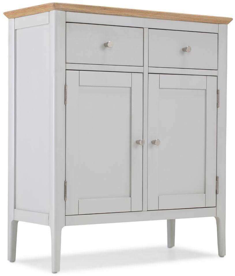 Almstead Grey And Oak Top Compact Sideboard 80cm With 2 Doors And 2 Drawers