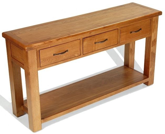 Arles Oak Large Console Table With 3 Drawers