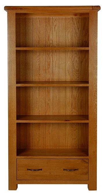 Arles Oak Large Bookcase 180cm H With 1 Bottom Storage Drawer