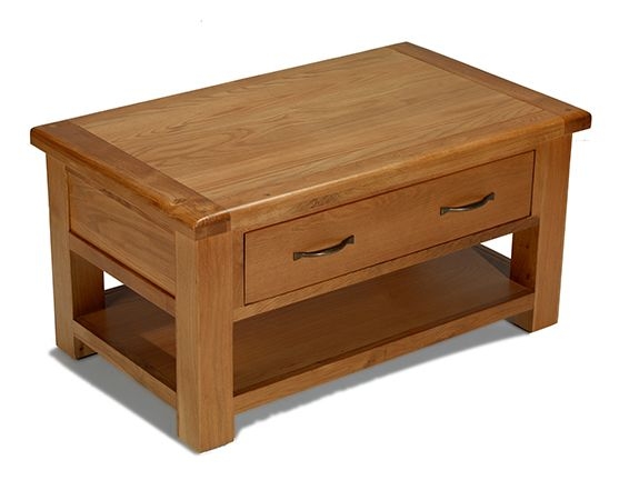 Arles Oak Coffee Table With 4 Drawers Storage