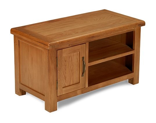 Arles Oak Small Tv Unit 90cm W With Storage For Television Upto 32in Plasma