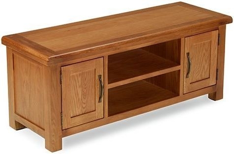 Arles Oak Wide Tv Unit 120cm W With Storage For Television Upto 43in Plasma