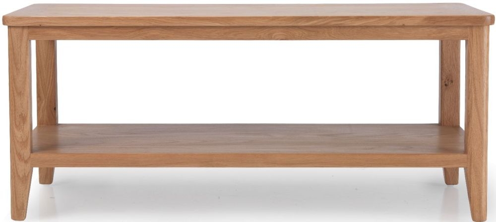 Asby Scandinavian Style Oak Coffee Table With Bottom Shelf