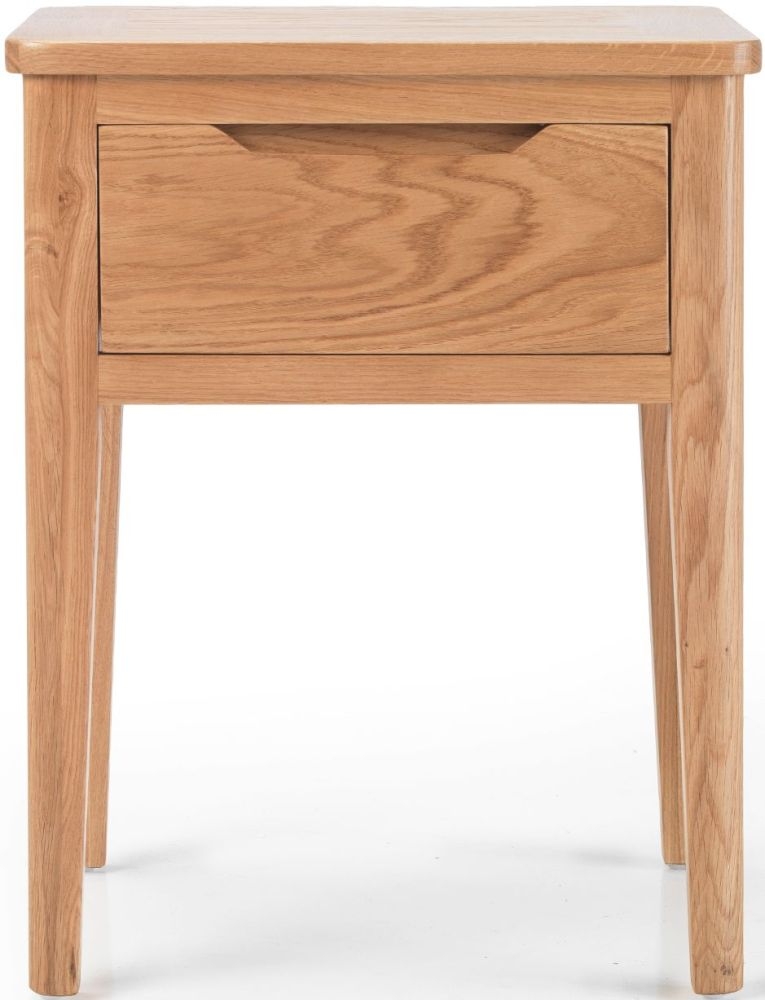 Asby Scandinavian Style Oak Lamp Table With 1 Storage Drawer